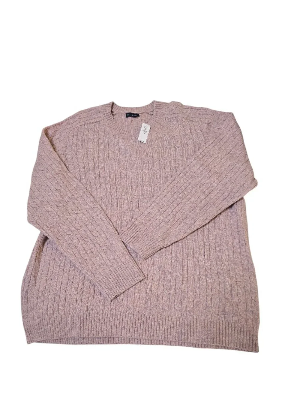 GAP Merino Wool-Blend Cable-Knit Sweater Lilac Cloud XXL